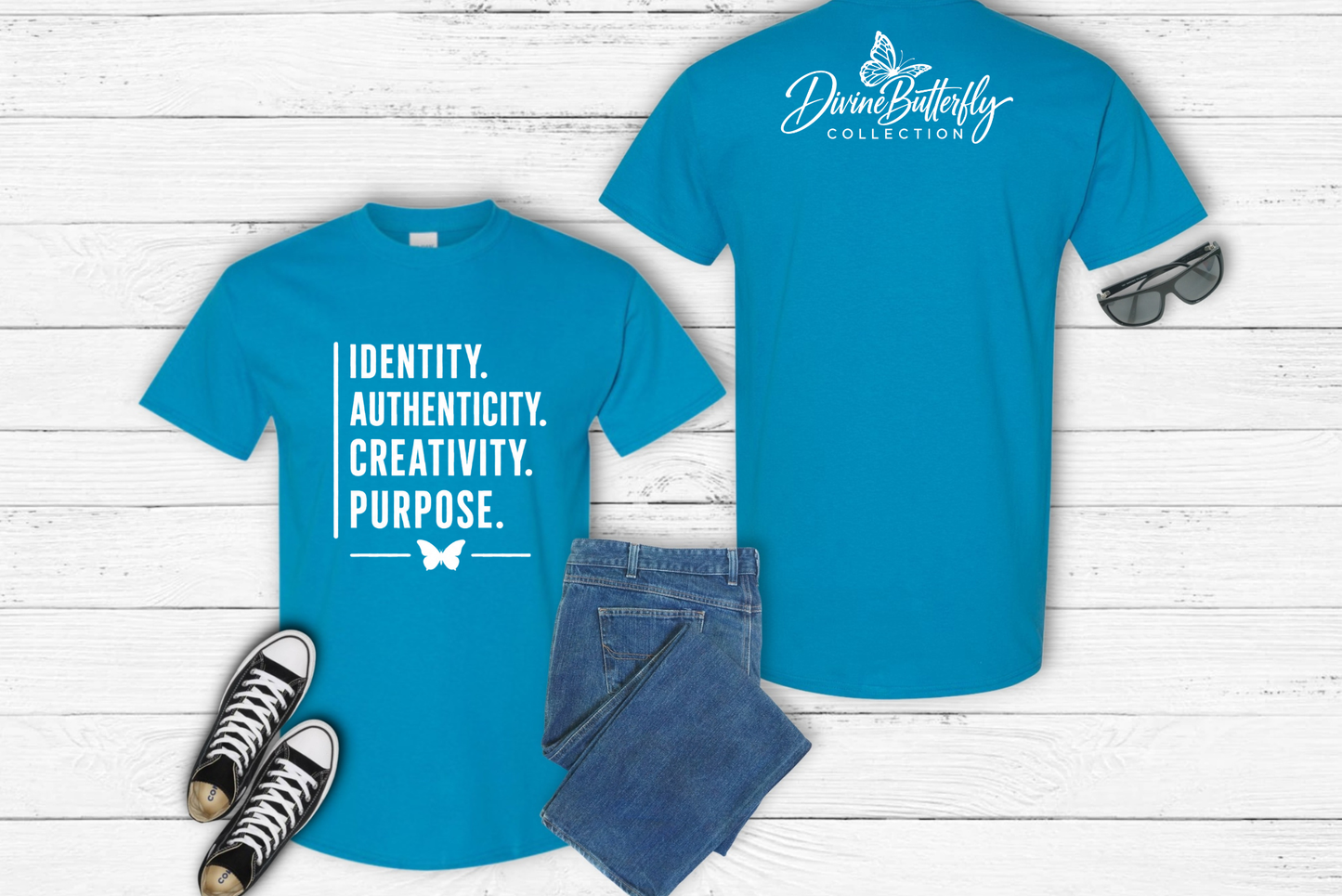 Identity. Authenticity. Creativity. Purpose. Tee