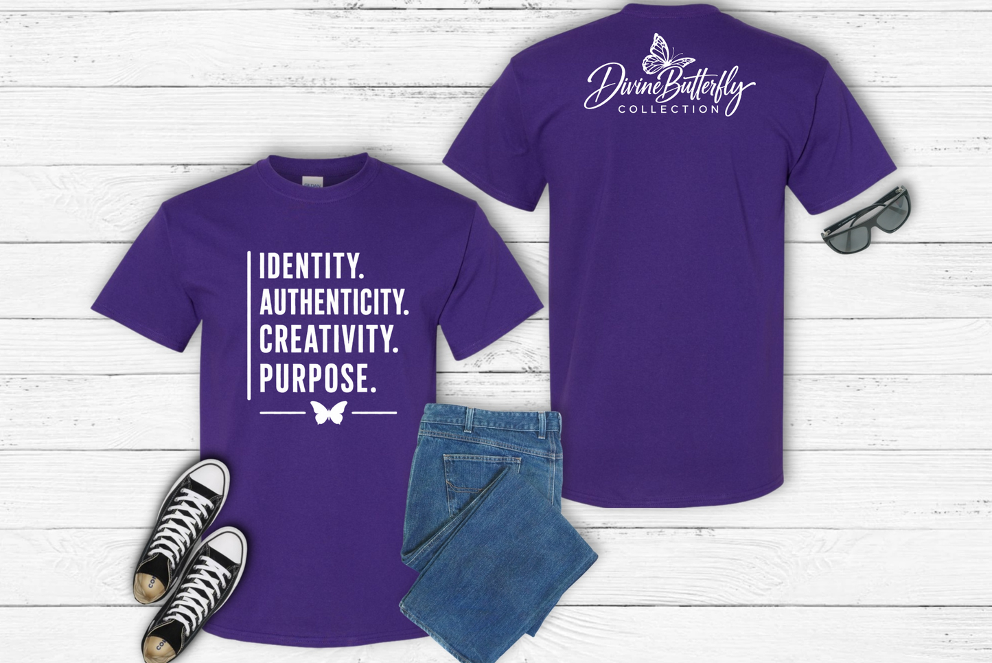 Identity. Authenticity. Creativity. Purpose. Tee